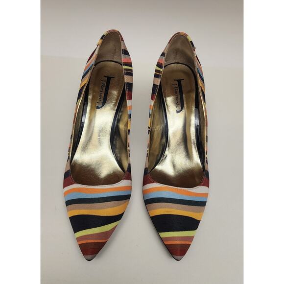 J Renee Vtg Striped Pointed Toe Fabric Upper Pumps Stiletto Heels Shoes 7.5M - Picture 6 of 10